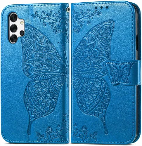 Miniatura 2 de Funda tipo cartera para Samsung Galaxy A32 5G, funda tipo cartera para Samsung A32 5G, piel sintética de alta calidad, con diseño de mariposas