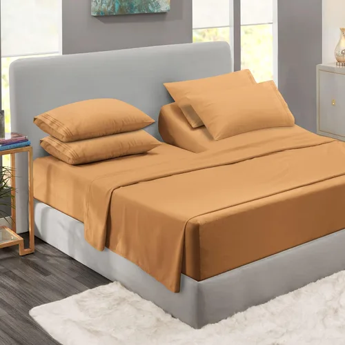 Miniatura 104 de Clara Clark - Juego de sábanas King con Flex Top, 6 piezas - Sábanas de lujo para cama King con cabeza dividida, juego de cama súper suave, King