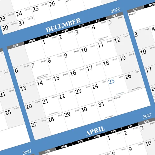 Miniatura 7 de Calendario de borrado en seco 2026-2027 para pared, calendario de pared 2026-2027, calendario de pared anual, 48 x 32 pulgadas, julio de 2026 a