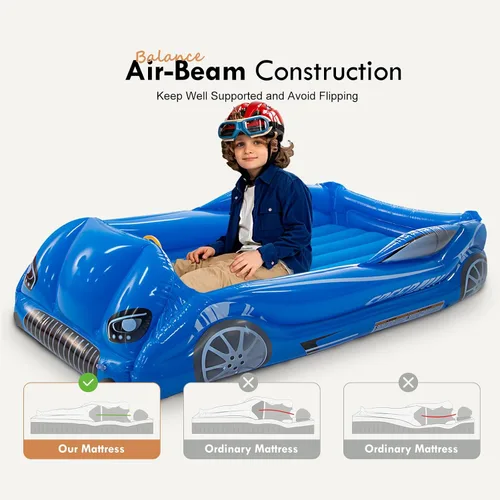 Miniatura 2 de Colchón de Aire para Niños Inflable Cama de Viaje para Niños Pequeños con Lados, Almohadilla para Dormir de Cuna, Azul Azul Oscuro