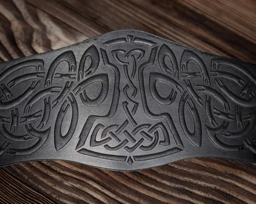 Miniatura 4 de Brazaletes de Cuero 100% Auténtico Hechos a Mano - Guante de Muñeca - Pulseras de Cuero Reales - Brazaletes de Armadura de Cosplay Vikingo
