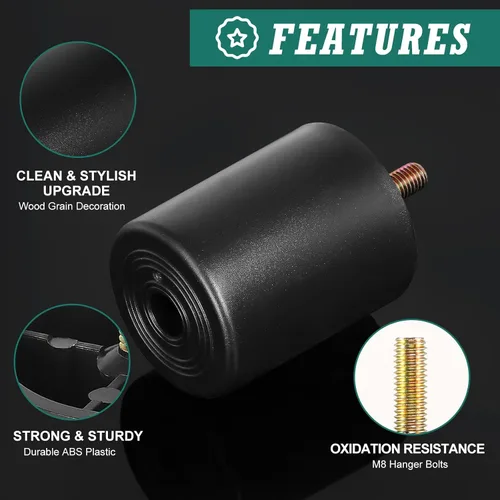 Miniatura 3 de Pernos de rosca métrica M8-1.25, patas de plástico para muebles de 2.4 pulgadas, patas de sofá redondas negras cónicas con tuercas en T, repuesto