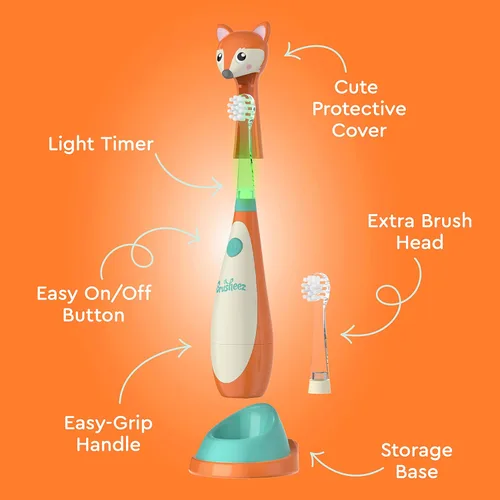 Miniatura 5 de Brusheez cepillo de dientes sónico para niños pequeños - cepillo de dientes seguro y suave para edades 1-3 con temporizador de 2 minutos iluminado