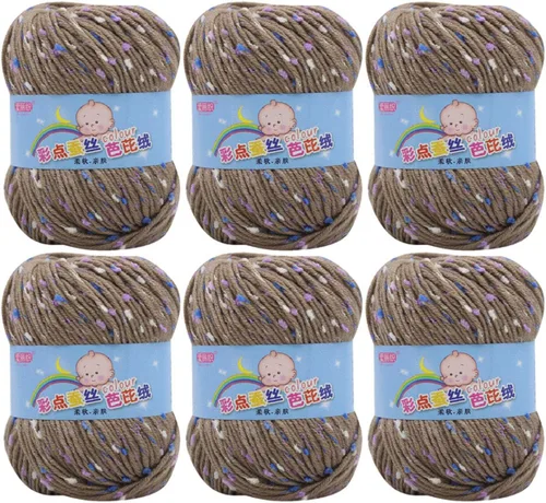 Miniatura 22 de Paquete de 6 hilos de ganchillo de algodón colorido para tejer suéter súper suave para mantas de bebé y ropa, sombrero, bufanda, 10.58 oz