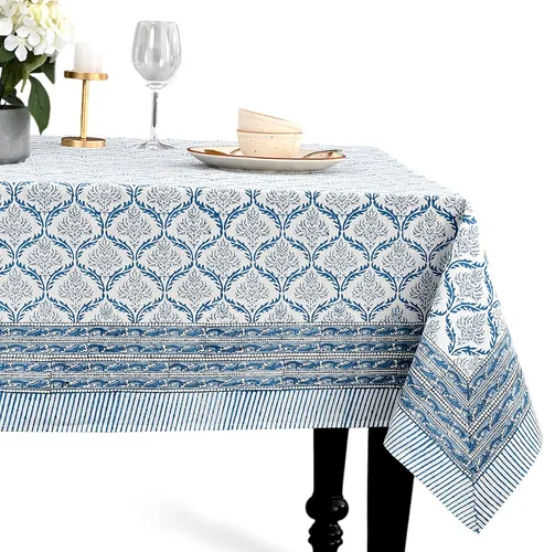 Miniatura 13 de CPC - Mantel cuadrado 100% algodón, 60 x 60 pulgadas, estampado de bloques indios, mantel para bodas, primavera/verano, barbacoa, verde ágata
