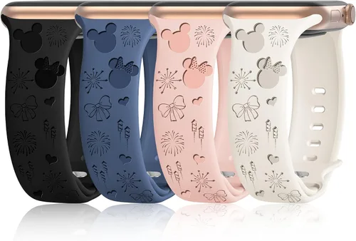 Miniatura 15 de 10 PAQUETE Bandas de silicona grabadas compatibles con Apple Watch de 40mm 38mm 41mm 42mm 44mm 45mm 46mm 49mm, correa deportiva de repuesto