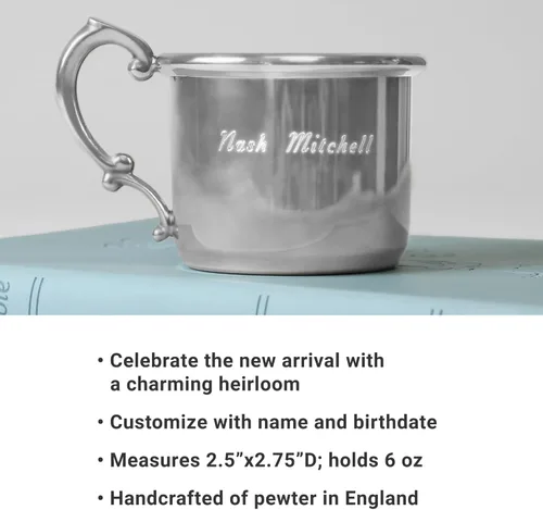 Miniatura 6 de Let's Make Memories Taza de Peltre Personalizada para Bebé como Recuerdo - Regalo para Recién Nacido - Reliquia Familiar - Nuevos Padres