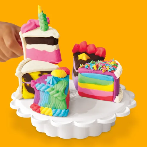Miniatura 8 de Play-Doh Super Slice Cake Playset, horno de juguete con accesorios de cocina y 11 latas compuestas de modelado, artes y manualidades para niños, a