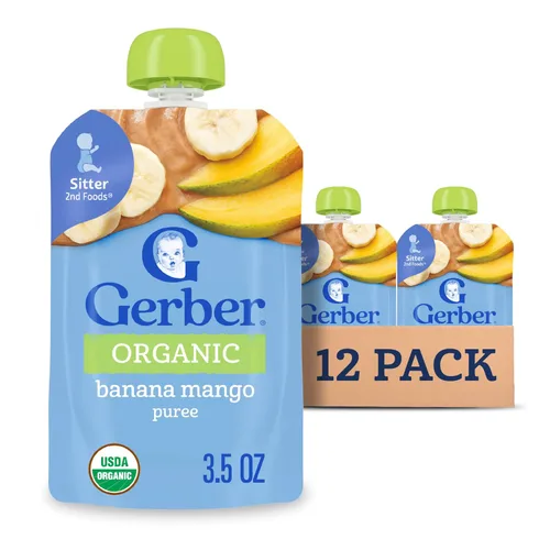 Miniatura 15 de Gerber Alimento para bebés etapa 2, mango orgánico de zanahoria y manzana, bolsas de comida para bebés, bolsas de puré, vitamina A, C y E ayuda a