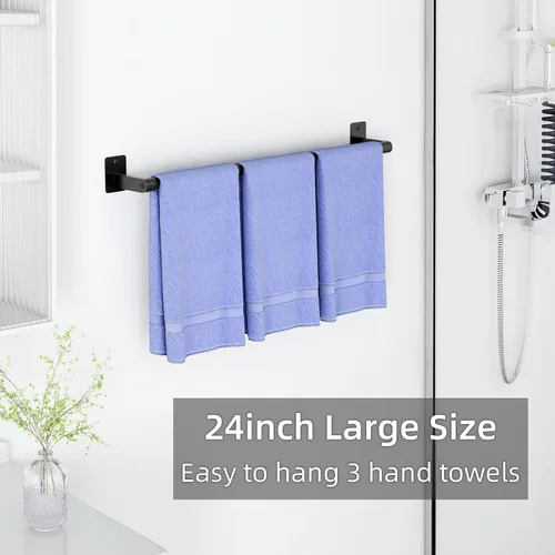 Miniatura 5 de Toallero de baño, toallero de 24 pulgadas para montaje en pared de baño, organizador de toallas de mano resistente, barra de toalla moderna