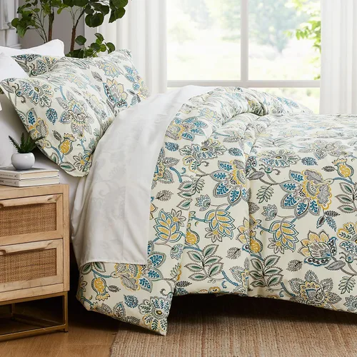 Miniatura 19 de Southshore Fine Living, Inc. Juego de edredón costero individual XL, edredón de plumón alternativo a rayas azules, tamaño individual XL con funda