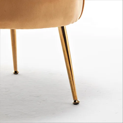 Miniatura 14 de Container Furniture Direct Silla de terciopelo con silueta festoneada y patas de metal dorado, pieza decorativa adecuada para espacios Rosa