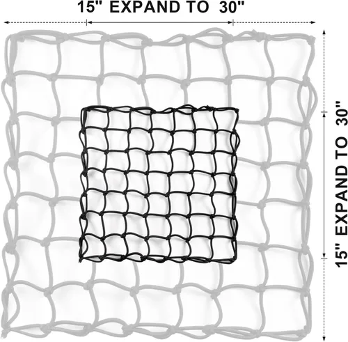 Miniatura 2 de CZC AUTO Red de carga de látex de 15 x 15 pulgadas / 38.1 x 38.1 cm., color negro, elástica a 30 x 30 pulgadas / 76.2 x 76.2 cm., para equipaje