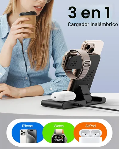 Miniatura 7 de RYND Cargador rápido inalámbrico portátil de viaje 2026 para Apple y estación de carga Android, carga 3 en 1 para iPhone 17 16 15 14 13 12, Apple