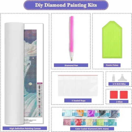 Miniatura 2 de Kits de pintura de diamantes para adultos, arte de diamantes de imitación 5D, pintura por números para adultos, kit de bordado de diamantes