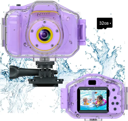 Miniatura 7 de Agoigo - Cámara resistente al agua para niños, videocámara digital HD sumergible, juguete de viaje portátil para niños pequeños - Regalo ideal
