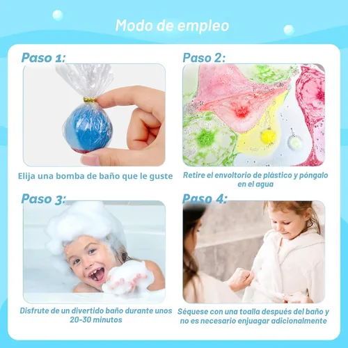 Miniatura 7 de Bombas de baño para niños, 24 bombas de baño con sorpresa que brilla en la oscuridad en el interior, burbujas coloridas naturales y orgánicas