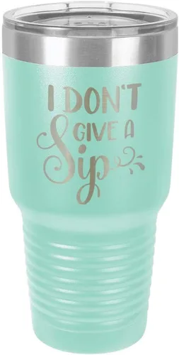 Miniatura 14 de Taza de viaje de acero con recubrimiento de polvo grabado con láser, con texto en inglés "I DON'T GIVE A SIP Engraved Tumbler", sin BPA