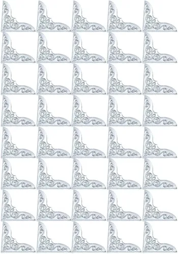 40pcs Práctico Metal Bronce Libro Esquina Protectores Artesanía Cuaderno Marco de Fotos Álbumes Scrapbooking (Plata)