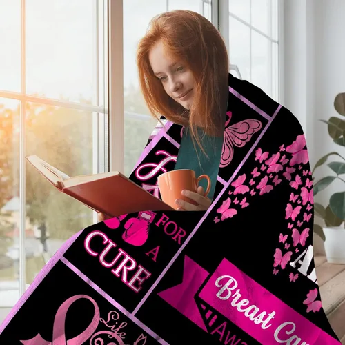 Miniatura 3 de Manta de cáncer de mama para mujer, regalos para sobrevivientes de cáncer de mama para mujeres, regalos inspiradores para mujer, manta de regalo