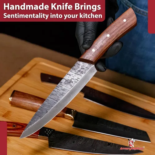 Miniatura 5 de Armory Replicas Kiss the Cook Cuchillo de cocina culinario de espiga completa con acabado texturizado de acero al carbono