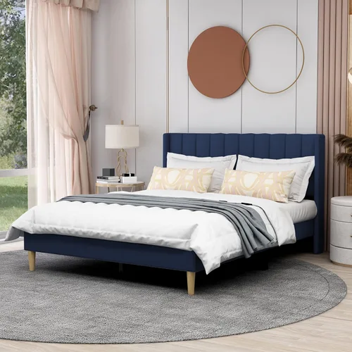 Miniatura 18 de AGARTT Marco de Cama Plataforma Tapizada Tamaño Queen con Cabecero y Pie de Cama/Soporte de Listones de Madera/No Necesita Somier/Fácil Montaje