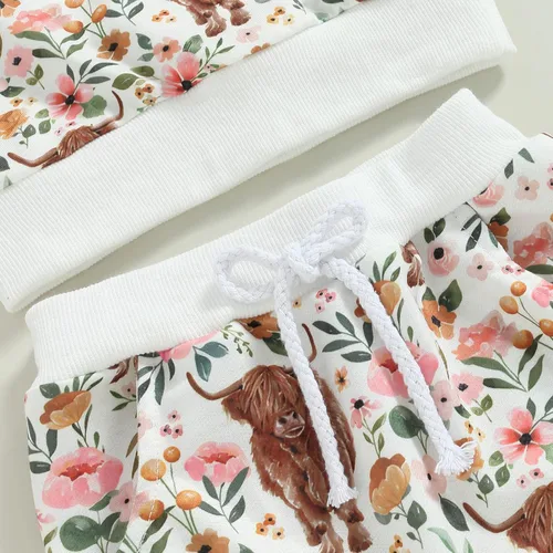 Miniatura 53 de Mandizy Conjunto de ropa de bebé niña otoño 3 6 9 12 18 24 meses sudadera de manga larga y pantalones con estampado floral y diadema