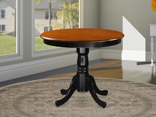 Miniatura 2 de East West Furniture ANT-BLK-TP Hermosa mesa de comedor y sillas de comedor modernas Avon de cuero sintético y acabado negro con marco de madera dura