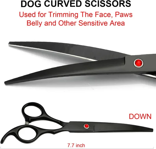Miniatura 3 de Kit profesional de tijeras de aseo para perros, color negro, 5 en 1, tijeras para aseo de perros 6CR de acero inoxidable de alta calidad, kit