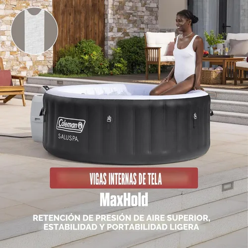 Miniatura 4 de Coleman Miami - Bañera de hidromasaje inflable para 2 a 4 personas, spa portátil de bajo consumo redondo para exteriores con 120 AirJets, 71 x 26