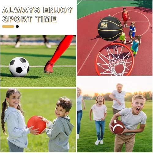 Miniatura 4 de Liliful Juego de 8 pelotas deportivas para el regreso a la escuela, tamaño oficial, fútbol, baloncesto, fútbol, patio, equipo de PE con bolsa