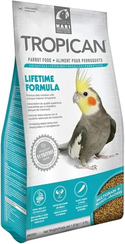 Miniatura 10 de Hari Tropican Bird Food, alimento para loros con cacahuetes y semillas de girasol, gránulos de cacatúas, fórmula de por vida, 0.079 in, bolsa de 25