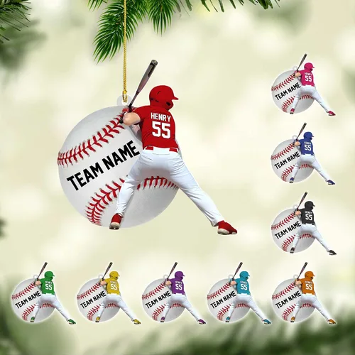 Miniatura 14 de Adorno de béisbol personalizado para niños, recuerdo de cerámica con nombre y número personalizado, algunos niños recién nacen con béisbol en sus