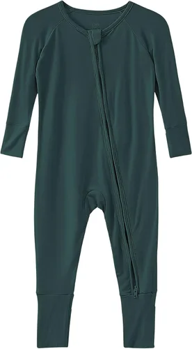 Miniatura 45 de Pijama de viscosa de bambú sin pies para niños y niñas, pijamas con cremallera para dormir y jugar, mameluco - 0-24 meses