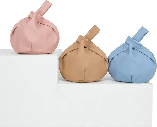 Miniatura 8 de Bolsa pequeña para mujer, de piel suave, con asa superior, bolsa de nudo, monederos y bolsos
