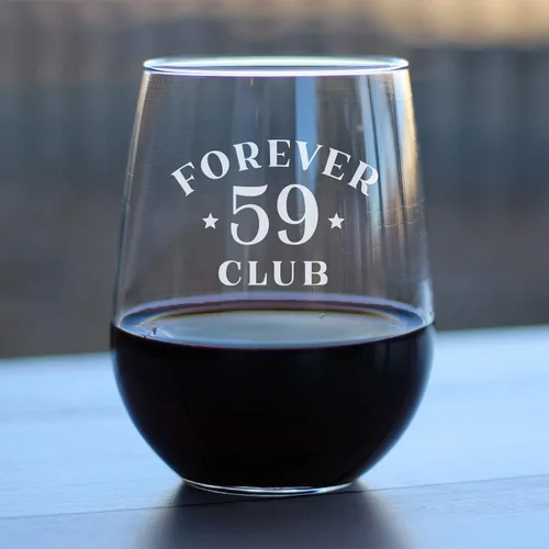 Miniatura 2 de Bevvee Forever 59 Club - Copa de vino sin tallo, regalos de 60 cumpleaños para mujeres y hombres que cumplen 60 años, decoración de fiesta