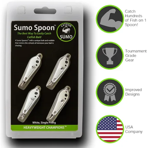 Miniatura 7 de Cuchara Sumo – Cuchara de cebo para pesca de gato, bajo blanco, lubina rayada y otros peces cebo, 1 5/8 pulgadas