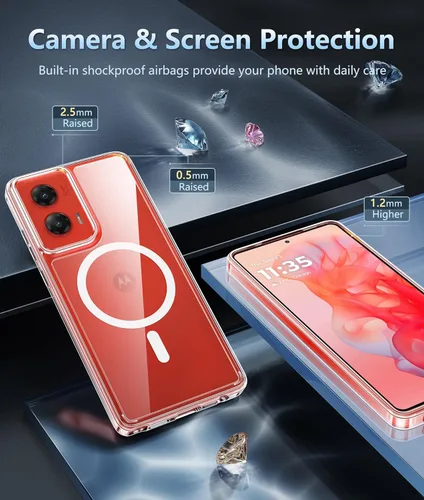 Miniatura 1390 de FNTCASE Funda para iPhone 13 Pro-Max: Fundas magnéticas transparentes compatibles con Magsafe Slim anti amarillamiento protección contra caídas