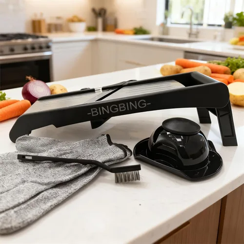 Miniatura 8 de Mandoline - Cortador de alimentos para cocina, cortador de verduras de mandolina ajustable de acero inoxidable, cortador de alimentos para cebolla