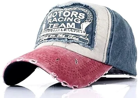Gorra de algodón de Motors Racing Team Vintage lavada tela de mezclilla deportiva gorra de béisbol unisex