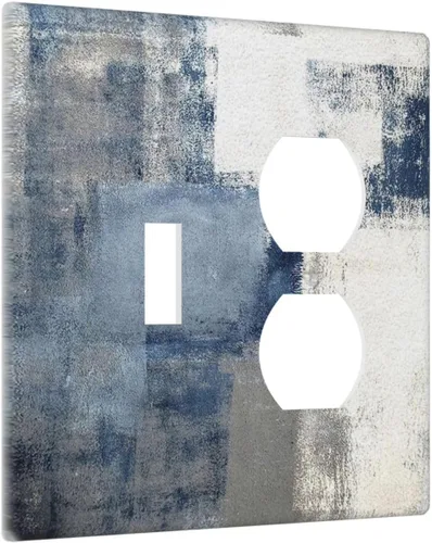 Miniatura 114 de Placa Decorativa de Pared Beige Boho de Mediados de Siglo Sol Abstracto 1-Gang Retro Años 70 Arte Geométrico Moderno con Arco Eléctrico Interruptor