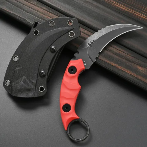 Miniatura 2 de Gtkii GTK691 Cuchillo de hoja fija D2 de acero con mango de nylon y fibra de vidrio con funda de Kydex para camping al aire libre, caza, senderismo