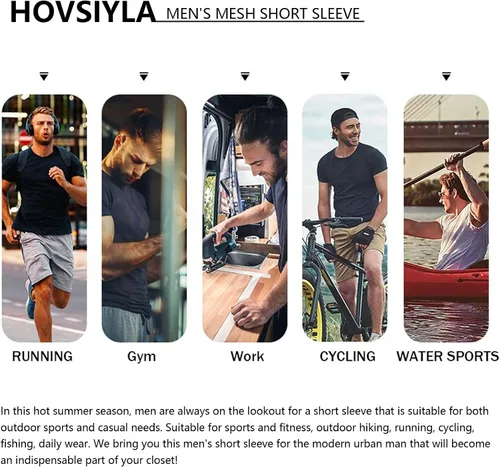 Miniatura 6 de HovSiyla - Paquete de 1/5 camisetas para correr de hombre, tops deportivos, ajustados, para gimnasio, transpirables, con tecnología de absorción