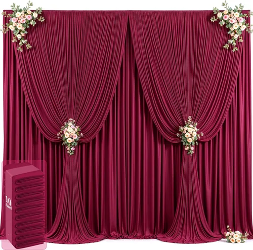 Miniatura 62 de 20 pies x 12 pies Cortinas de Telón de Fondo Azul Bebé Sin Arrugas para Bodas y Fiestas, Telón de Fondo de Tela Azul, Cortinas para Bodas