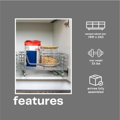Miniatura 6 de Household Essentials Glidez - Organizador deslizante para gabinete debajo del fregadero, acero cromado con profundidad extendida, 1 nivel, cromado