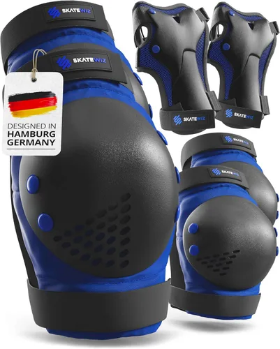 SKATEWIZ Juego de almohadillas de protección para patineta para niños y adultos - Smash - Almohadillas para patines [6 piezas] con protectores de
