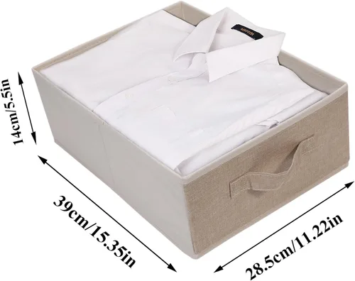 Miniatura 2 de Cajas de almacenamiento decorativas para organizar la ropa en un aparador, juego organizador de tela plegable con asas para ropa de cama, ropa