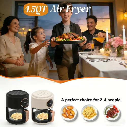 Miniatura 2 de Freidora de aire de vidrio, olla de visión transparente de 4.5 cuartos de galón con modos de cocción preestablecidos 8 en 1, potencia de 1200 W