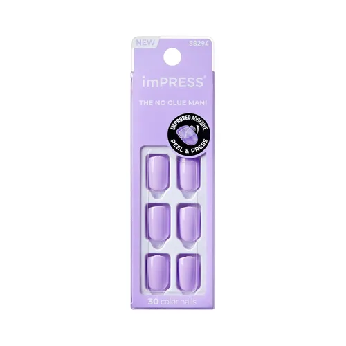 Miniatura 11 de Kiss Impress - Kit de uñas a presión sin pegamento, Over You, 30 uñas rojas para despegar y pegar, squoval corto súper delgado, acabado de gel
