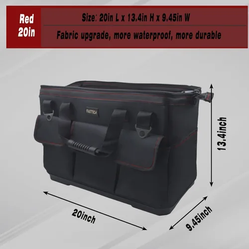 Miniatura 2 de FASTECH Bolsa de herramientas portátil de 20 pulgadas de alta resistencia con boca ancha para almacenamiento de herramientas, portaherramientas